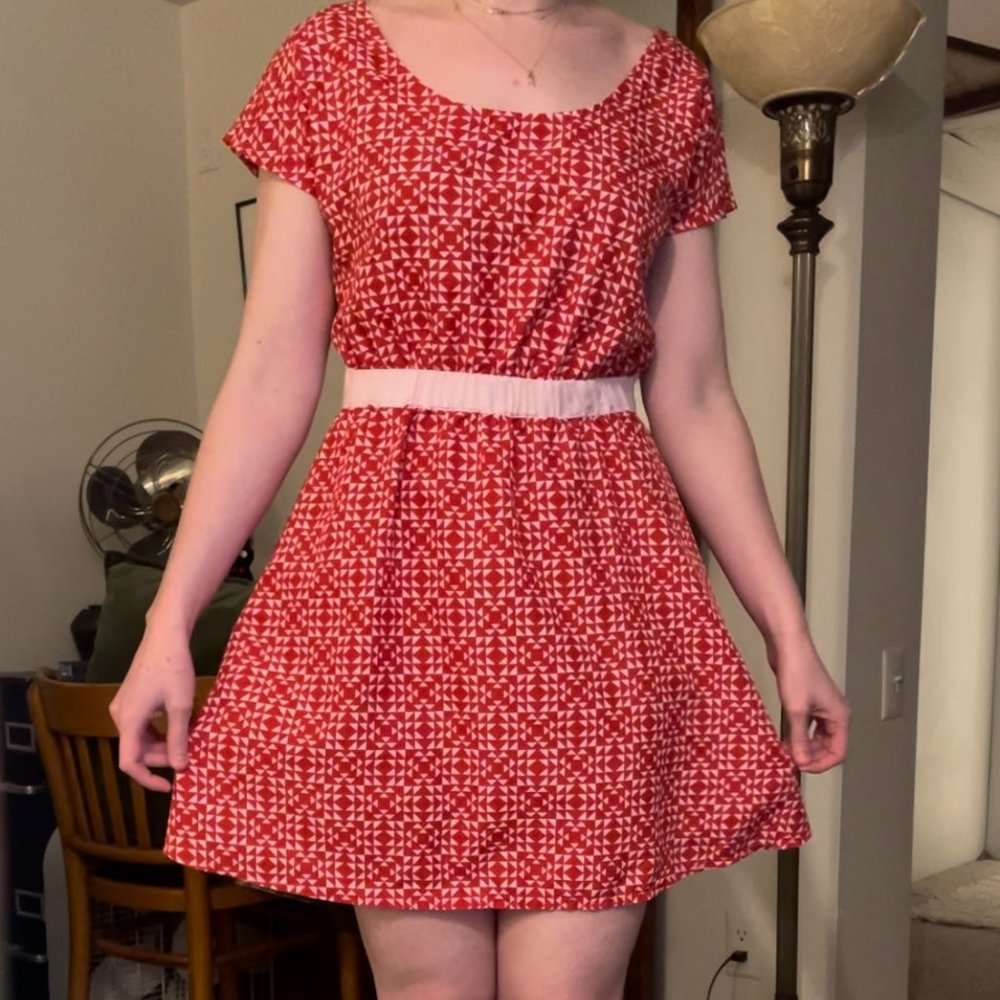 Roxy red and pink pattern open back mini dress